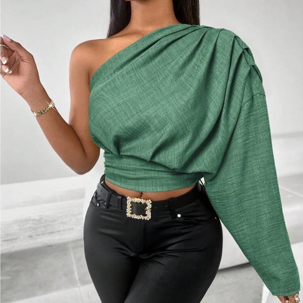 Green One-Shoulder Top - Picture 3 of 3
